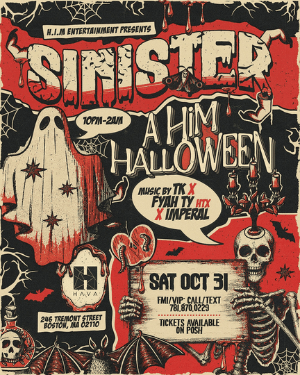 SINISTER: A H.I.M HALLOWEEN event flyer