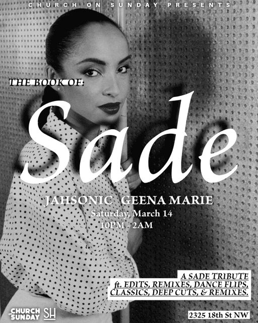 The Book Of Sade: A Dance Music Tribute | Church On Sunday | Sat, Mar ...