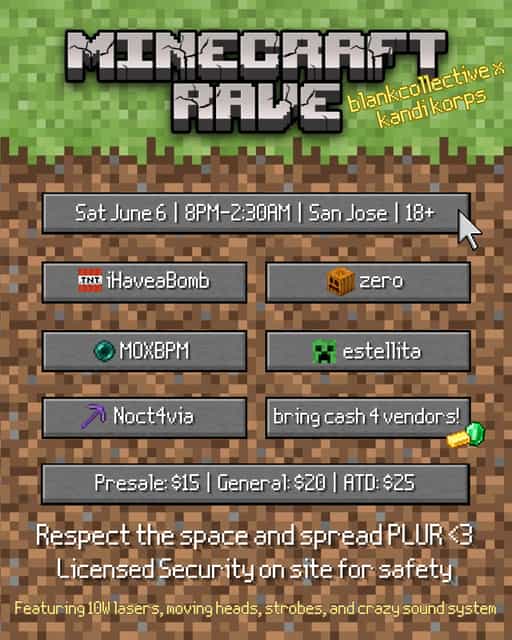 Minecraft Rave | Blank Collective | Sat, Jun 6, 2026 | San Jose ...