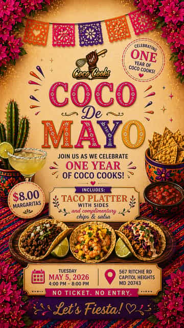 Coco De Mayo ! | Coco Cook’s | Tue, May 5, 2026 | Noelle’s Event Space