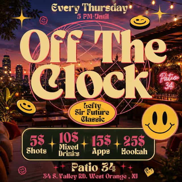 Off The Clock | Patio 34 | Thu, Aug 13, 2026 | Patio 34
