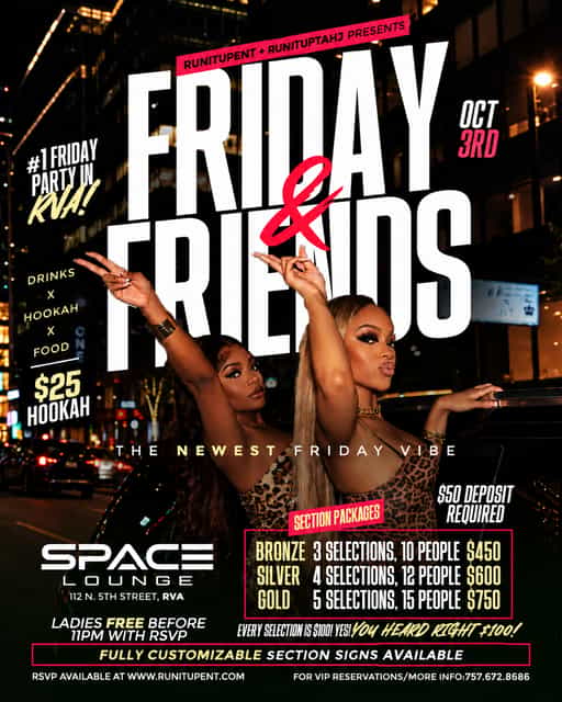 FRIDAY & FRIENDS | RunitupEnt VA | Fri, Jan 1, 2027 | SPACE LOUNGE