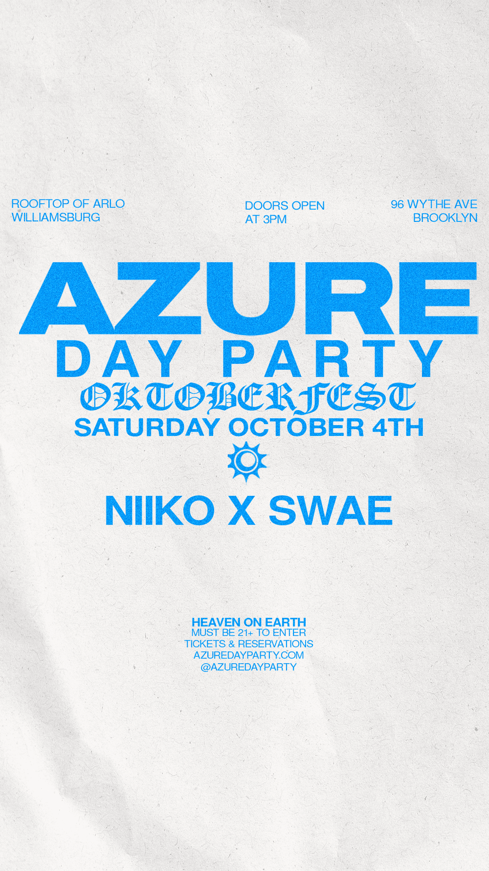 Azure Day Party SATURDAY October 4th OKTOBERFEST | AZURE | Sat, Oct 4 ...