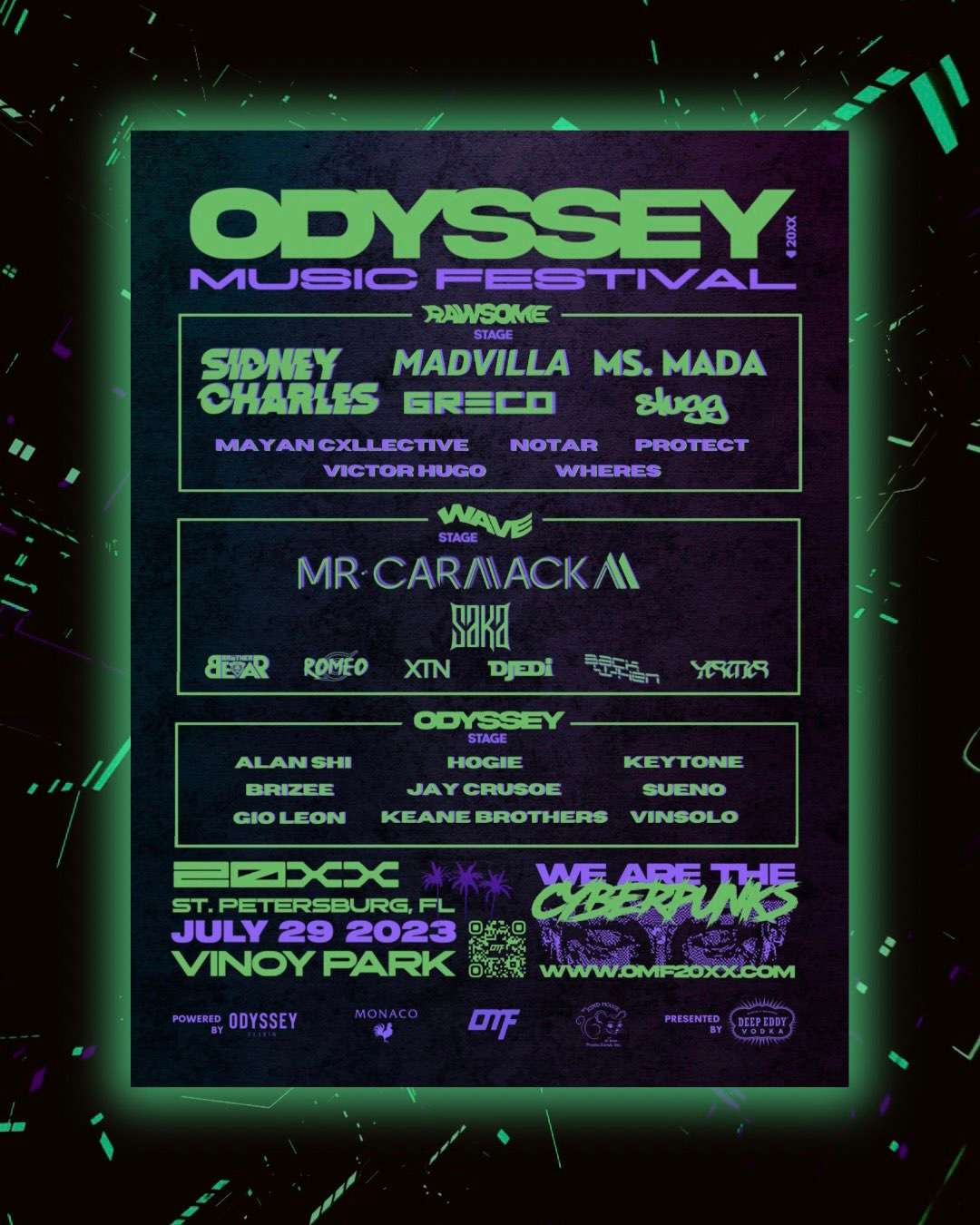 ODYSSEY MUSIC FESTIVAL 20XX flyer hero image hosted by Odyssey Music Festival 20XX at Vinoy Park starting at 2023-07-29T14:00:00.000Z