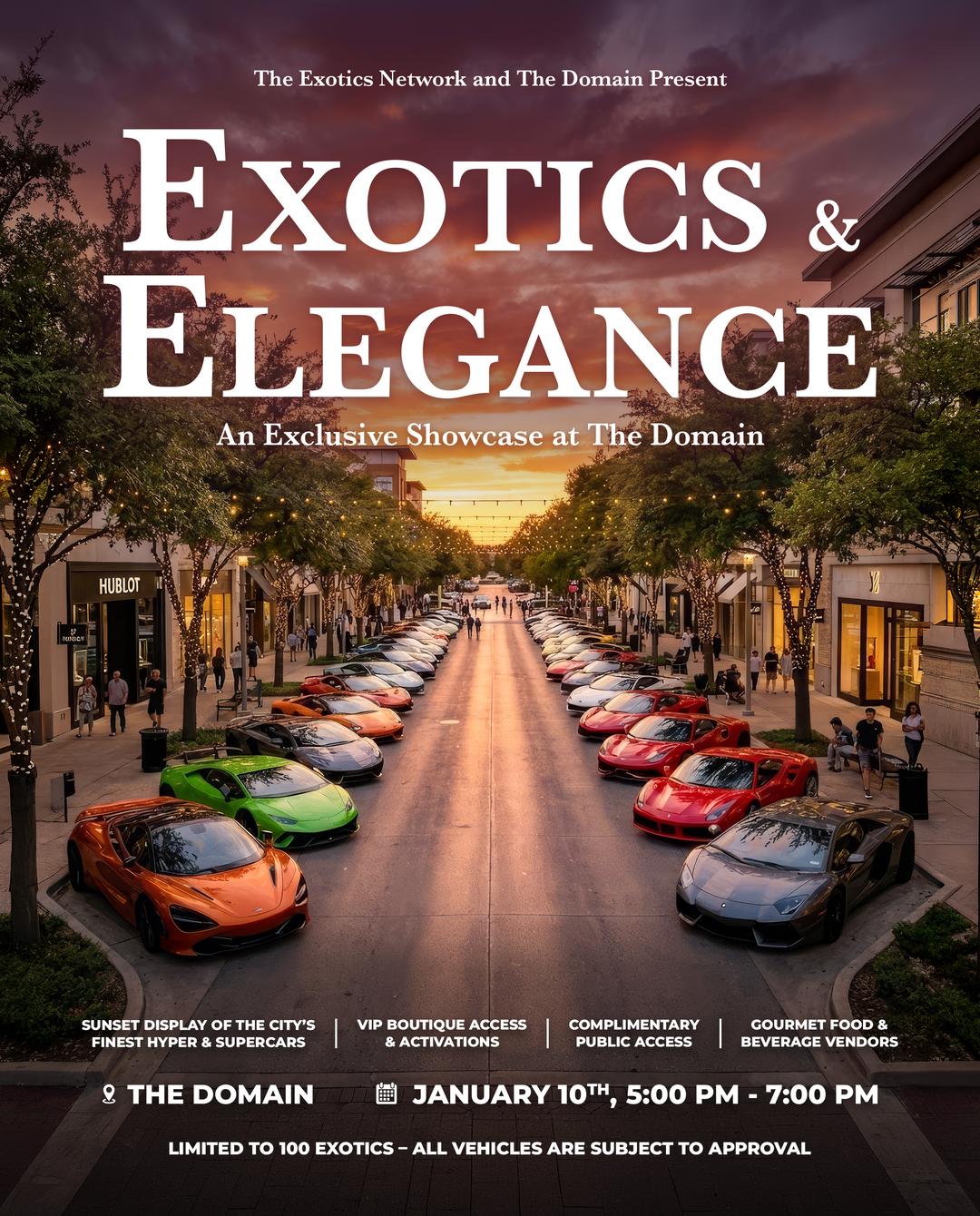 Exotics & Elegance | The Exotics Network | Sat, Jan 10, 2026 | The Domain