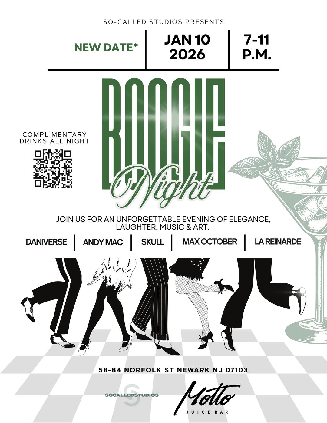 Boogie Night @ Motto Newark, NJ | So-Called Studios | Sat, Jan 10, 2026 ...