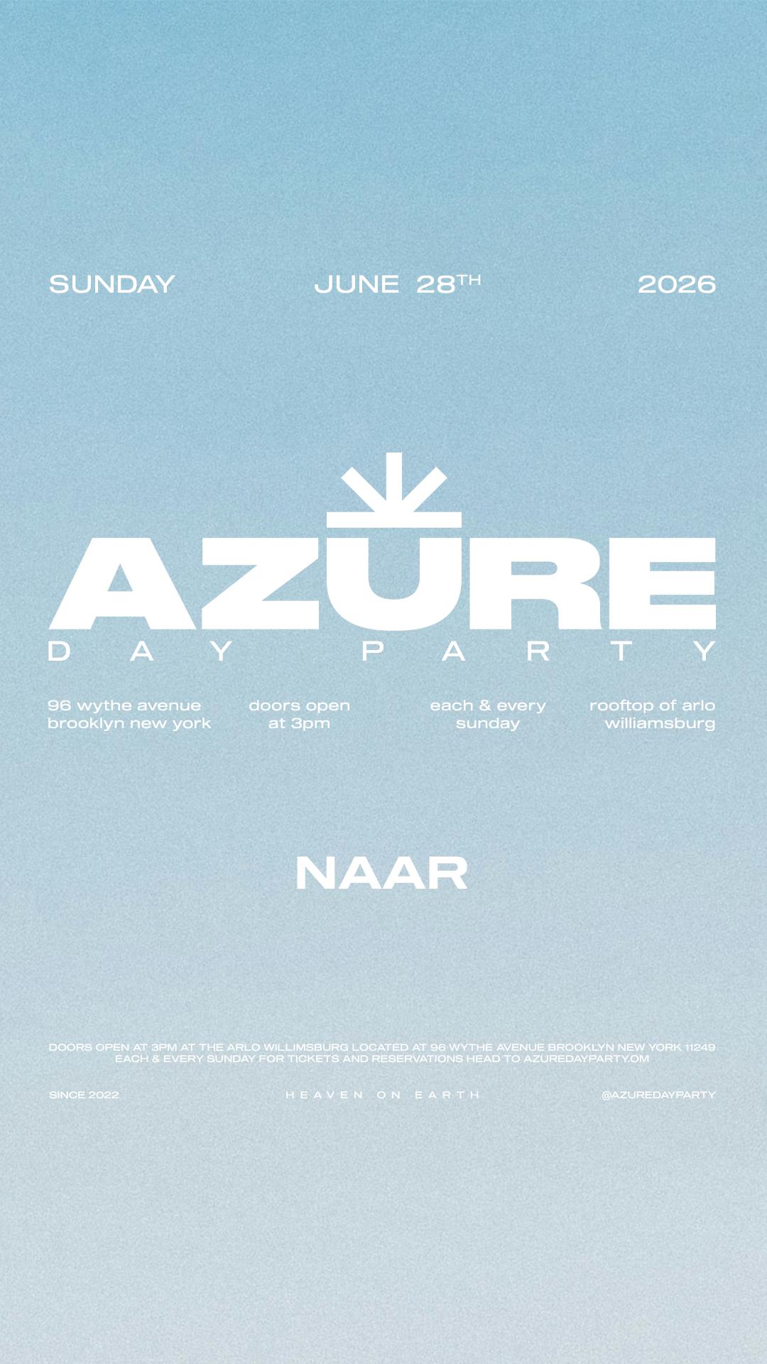 Azure Day Party June 28th | AZURE | Sun, Jun 28, 2026 | Arlo Williamsburg