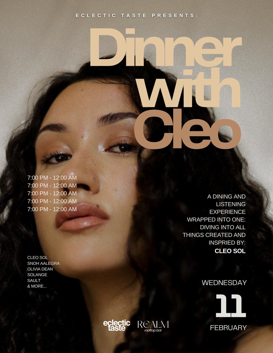 Eclectic Taste Presents: Dinner with Cleo Sol | Eclectic Taste | Wed ...