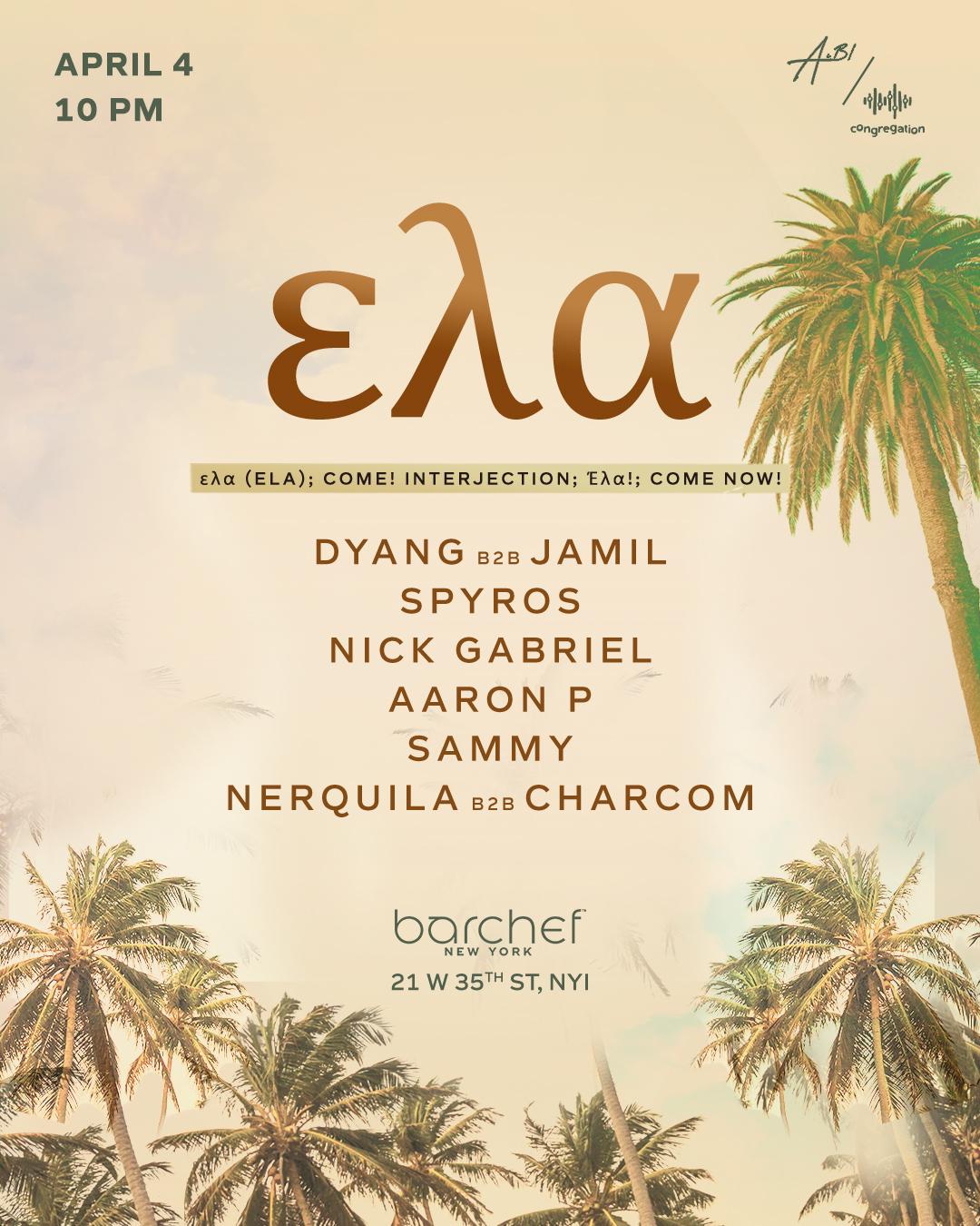 Ela at Barchef Rooftop | Congregation | Sat, Apr 4, 2026 | BarChef New York