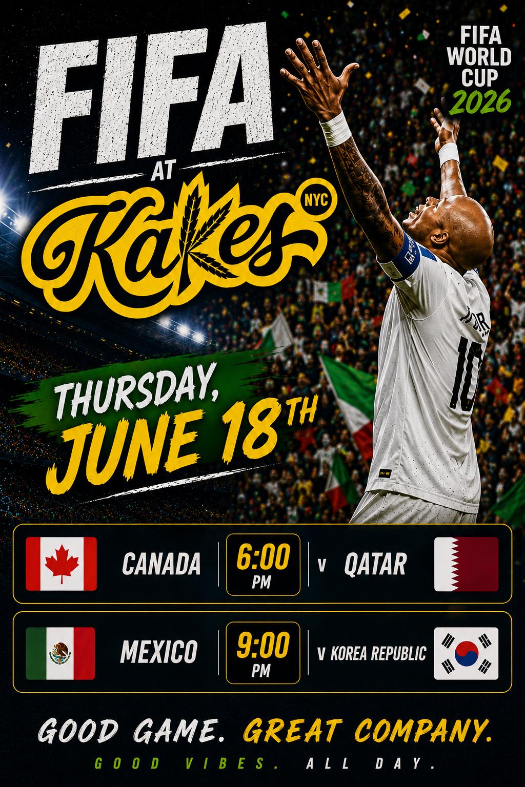 FIFA Watch Party | Kakes NYC | Thu, Jun 18, 2026 | Kakes NYC