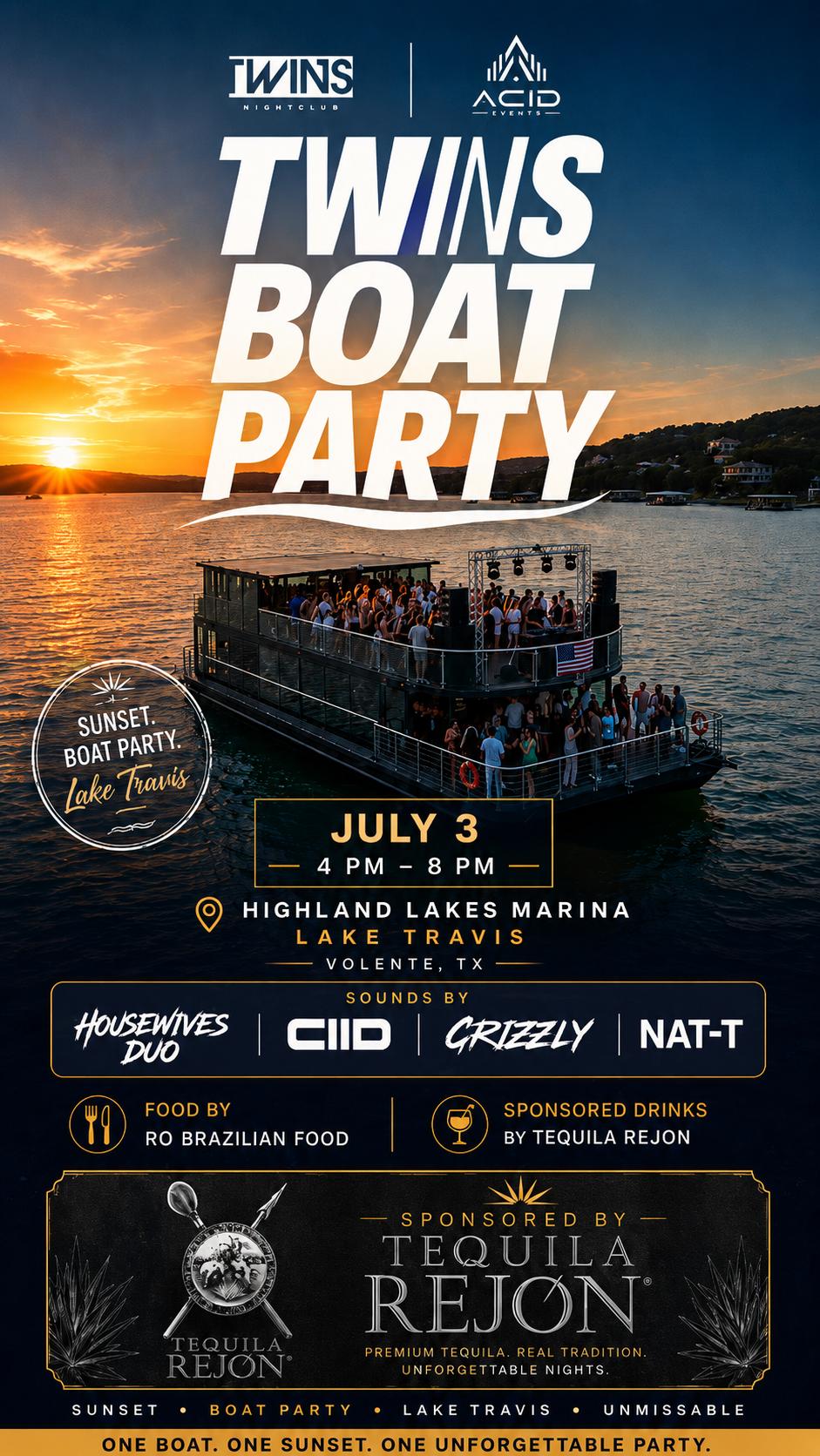 Twins Boat Party - Independence | Twins Rooftop & Nightclub | Fri, Jul ...