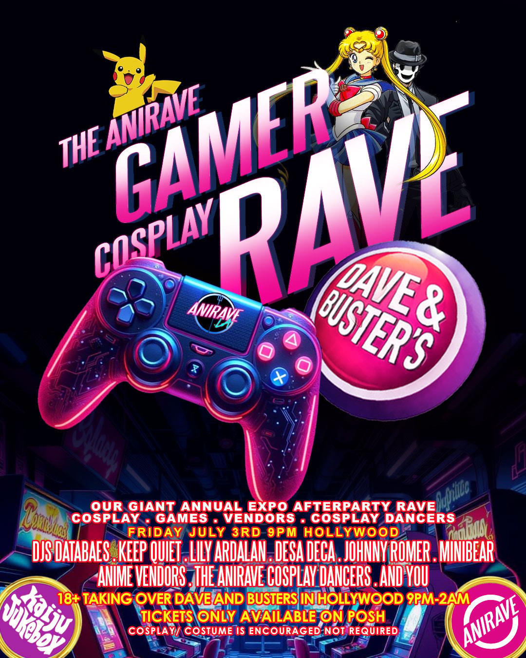 The Anirave Gamer Cosplay Rave At Dave And Busters! | Ledisko Nights ...