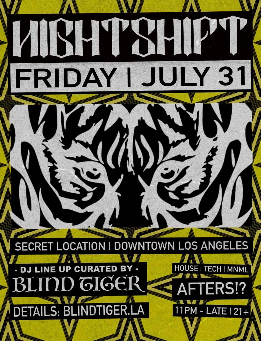 AFTERS 7-31 ( FRIDAY ) | NIGHTSHIFT | Fri, Jul 31, 2026 | 129 E 3rd St