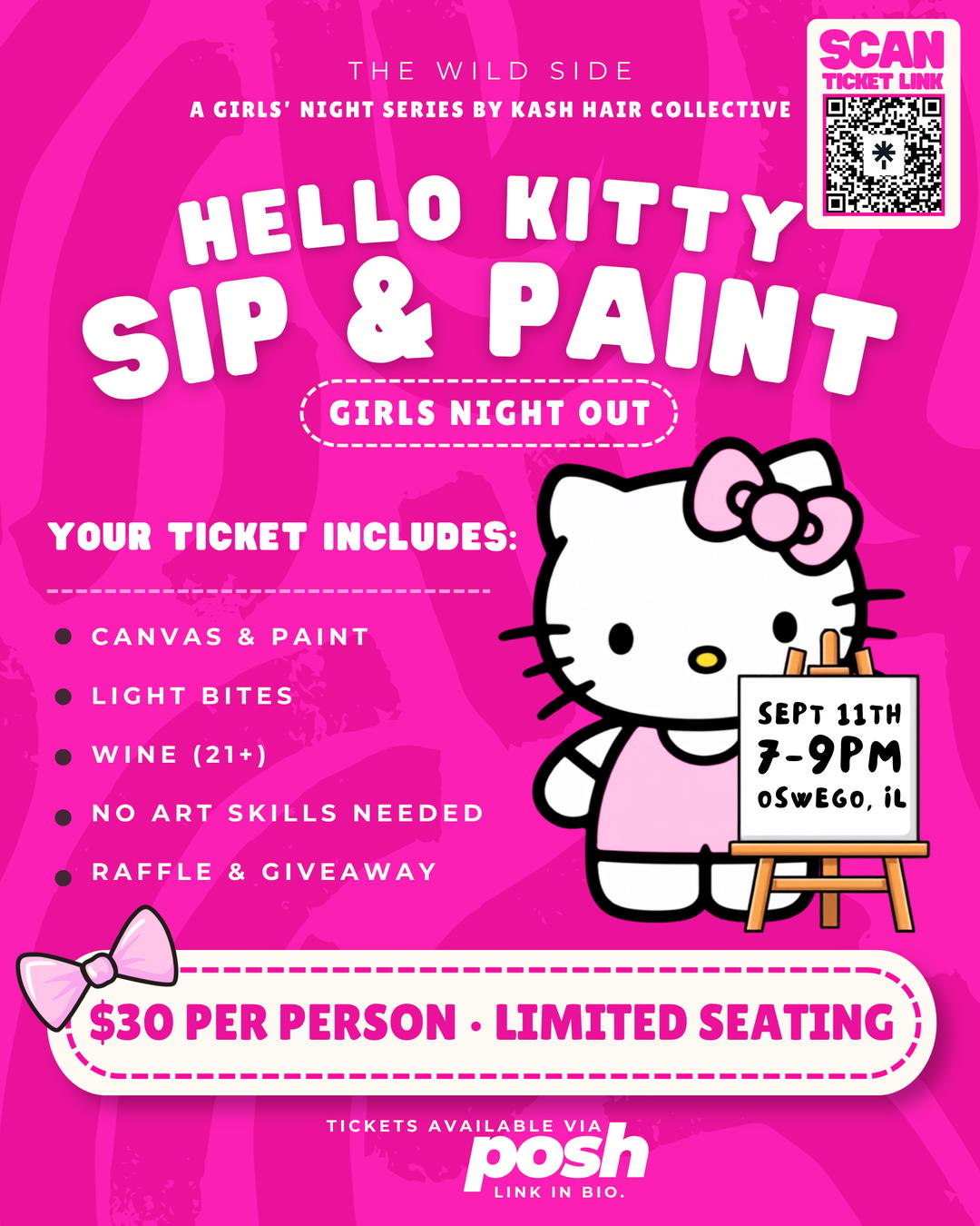 Hello Kitty Sip & Paint 🎀 | Kash Hair Collective | Fri, Sep 11