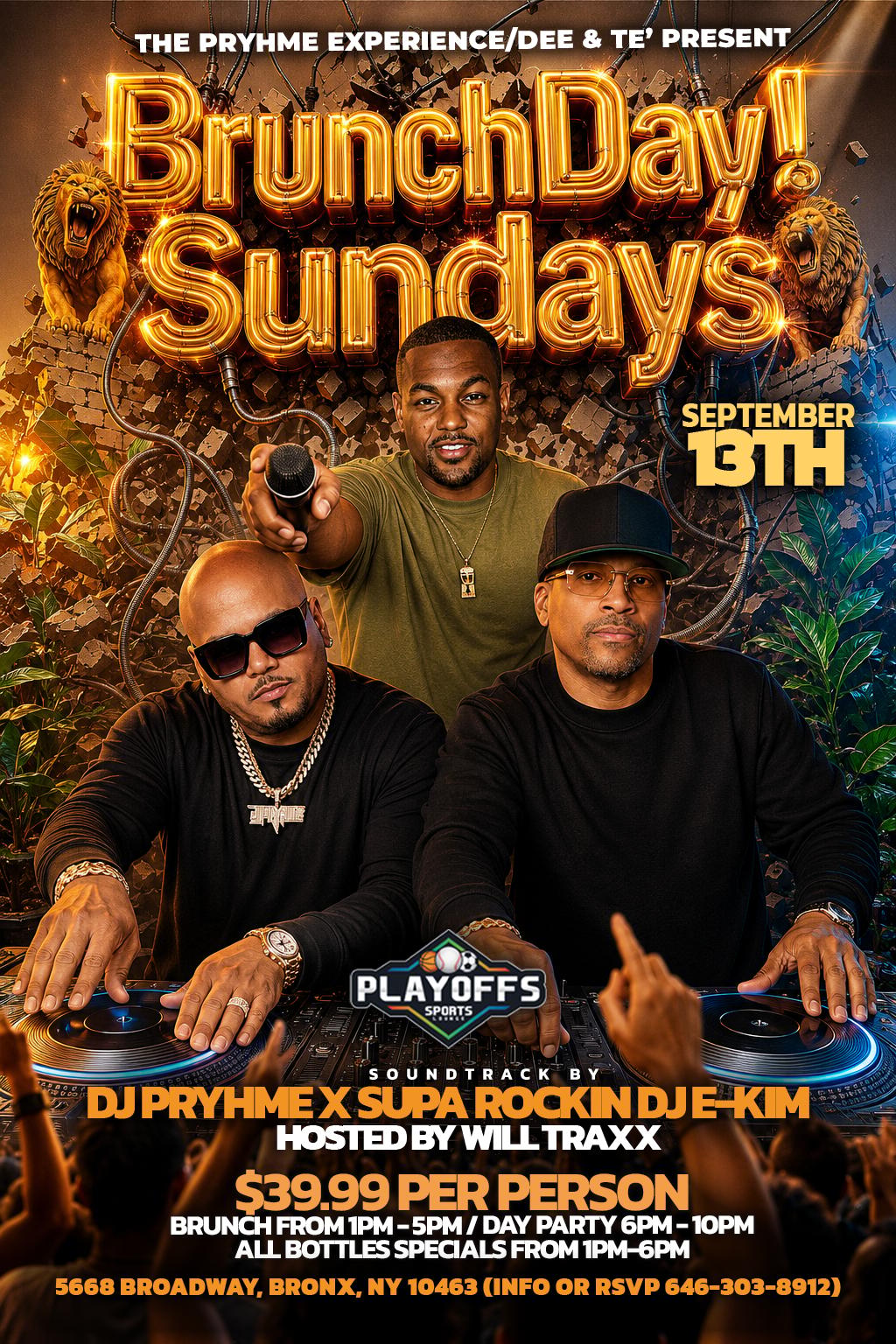 Brunch,BrunchDay Sundays | Pryhme Experience/Dee & Te' | Sun, Sep