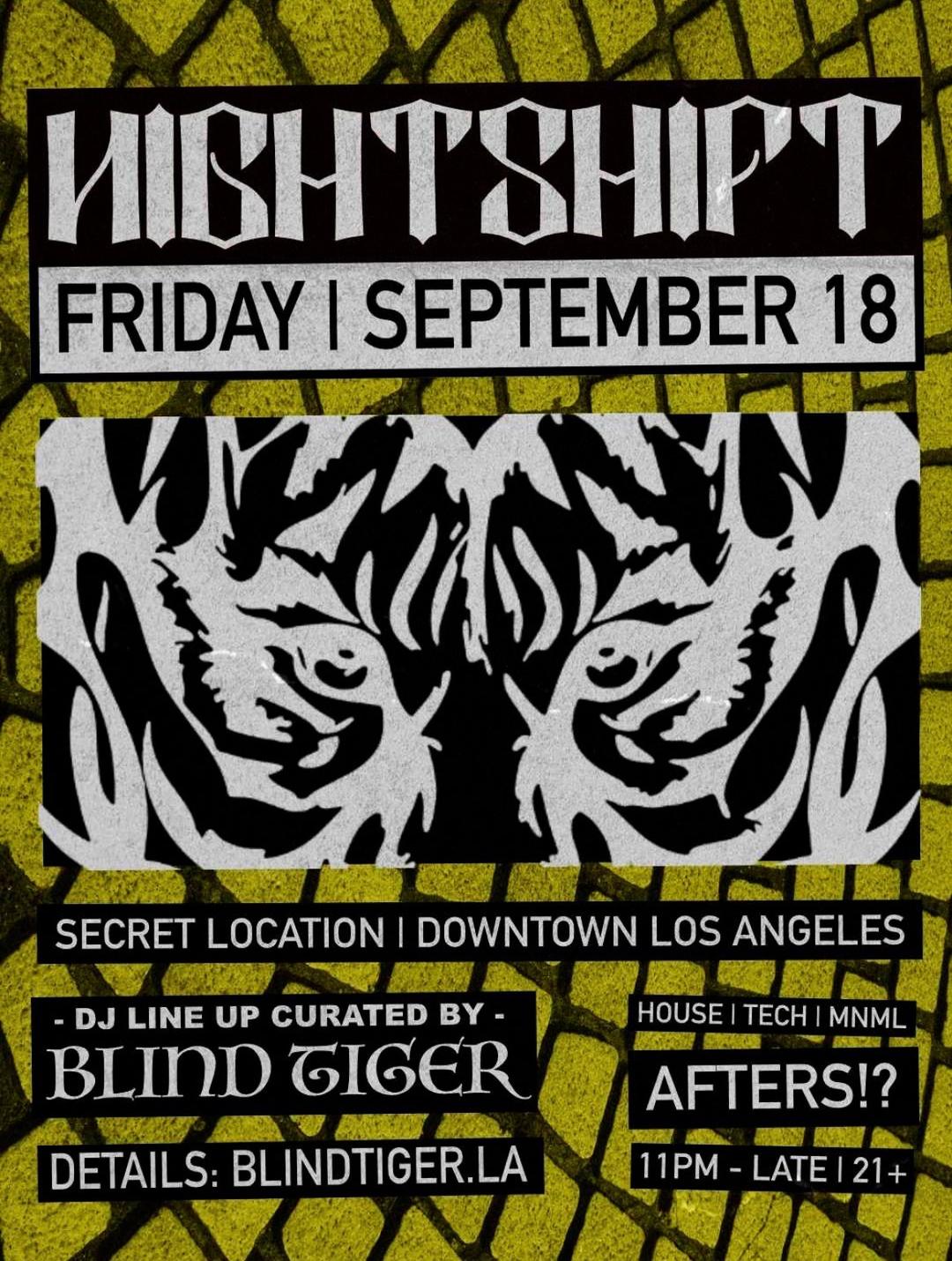 AFTERS 9-18 ( FRIDAY ) | NIGHTSHIFT | Fri, Sep 18, 2026 | 129 E 3rd St