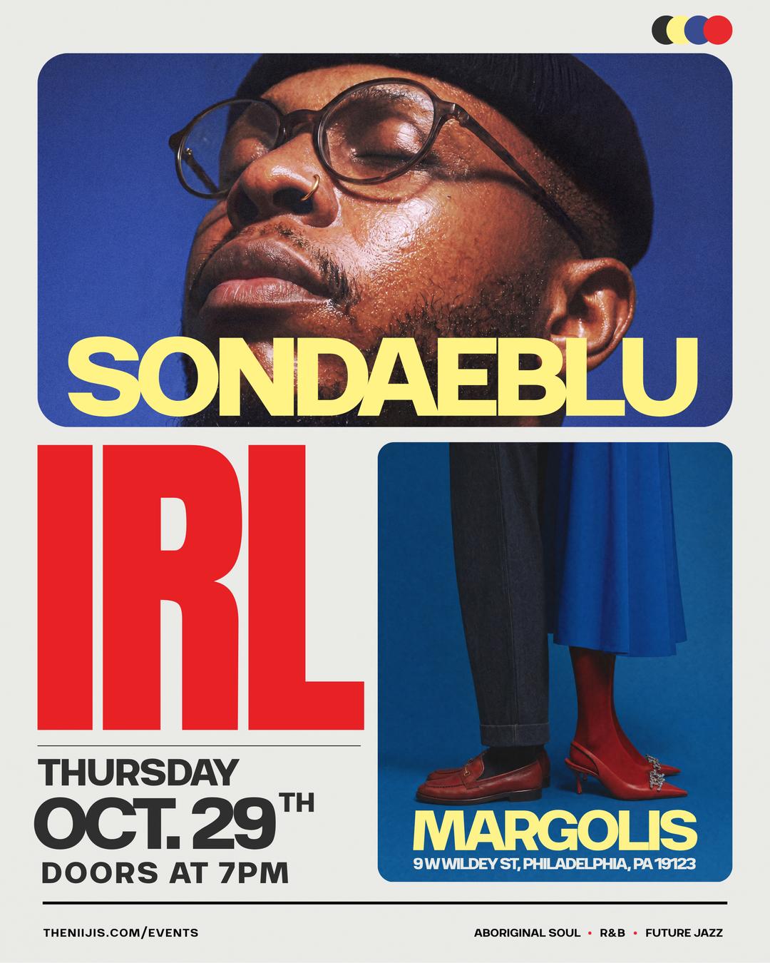 SONDAEBLU IRL: PHILLY | Sondae | Thu, Oct 29, 2026 | Margolis