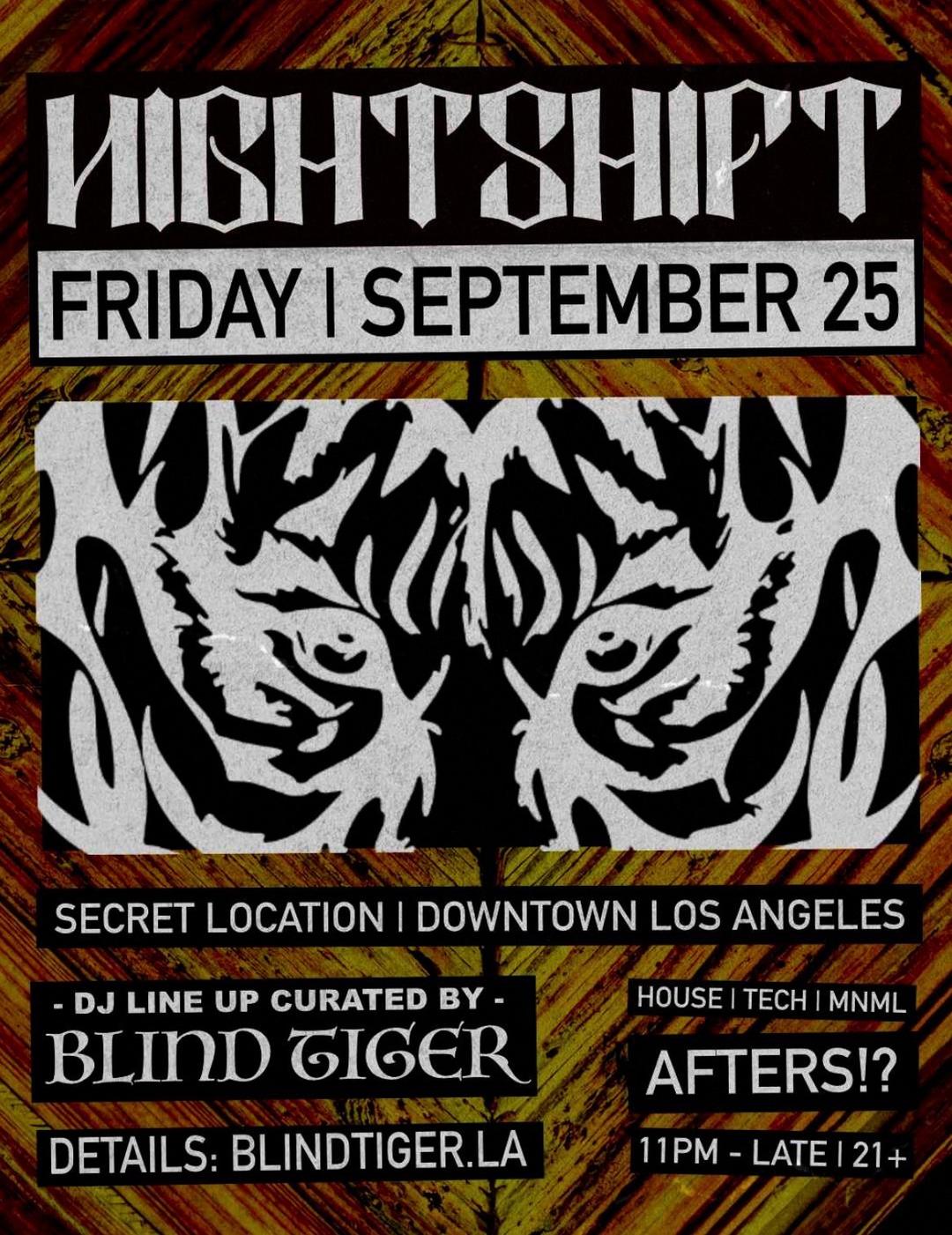 AFTERS 9-25 ( FRIDAY ) | NIGHTSHIFT | Fri, Sep 25, 2026 | 129 E 3rd St