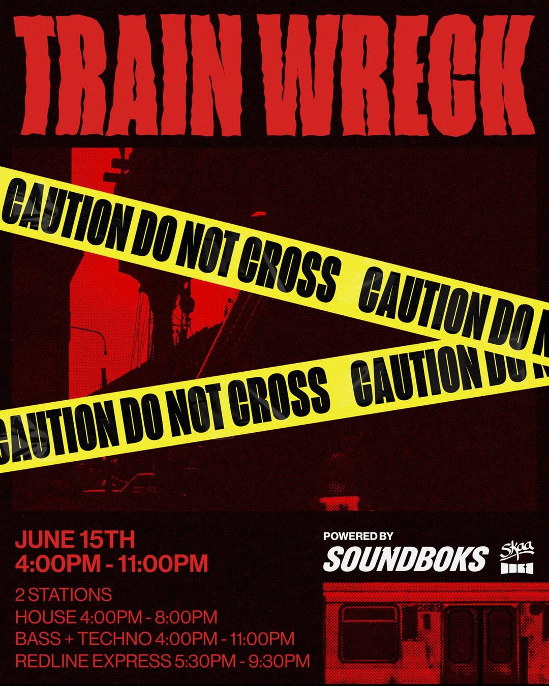 Redline Express -> TRAINWRECK flyer hero image hosted by REDLINE at HOUSE STATION starting at 2024-06-15T19:00:00.000Z