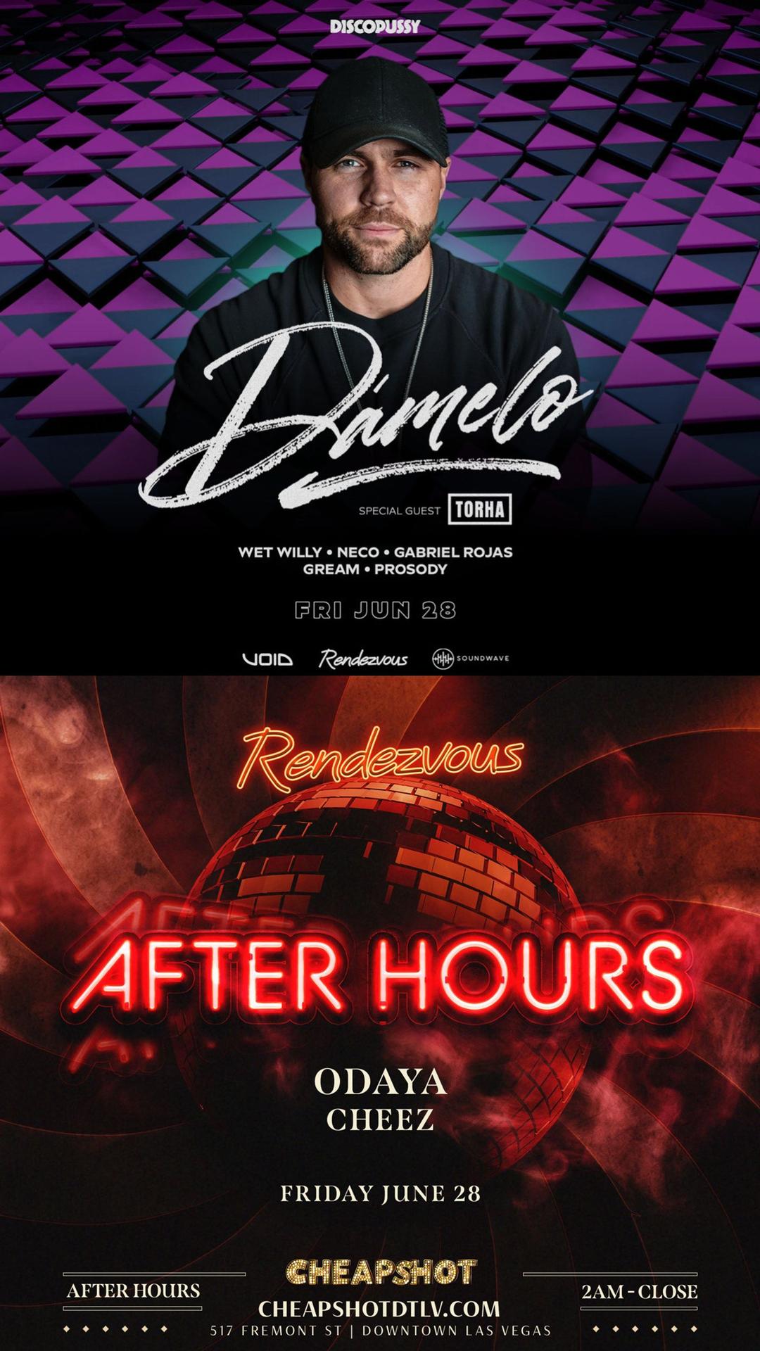 Rendezvous x Soundwave w/ Damelo flyer hero image hosted by Events by Rendezvous at Discopussy starting at 2024-06-28T22:00:00.000Z