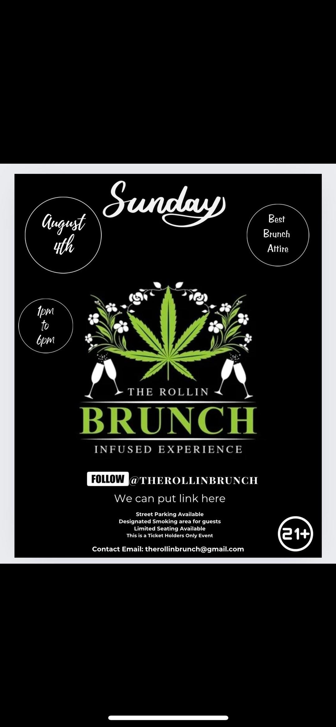 The Rollin’ Brunch (Infused Experience) flyer hero image hosted by DiRasa at DiRasa Gallery starting at 2024-08-03T12:00:37.615Z