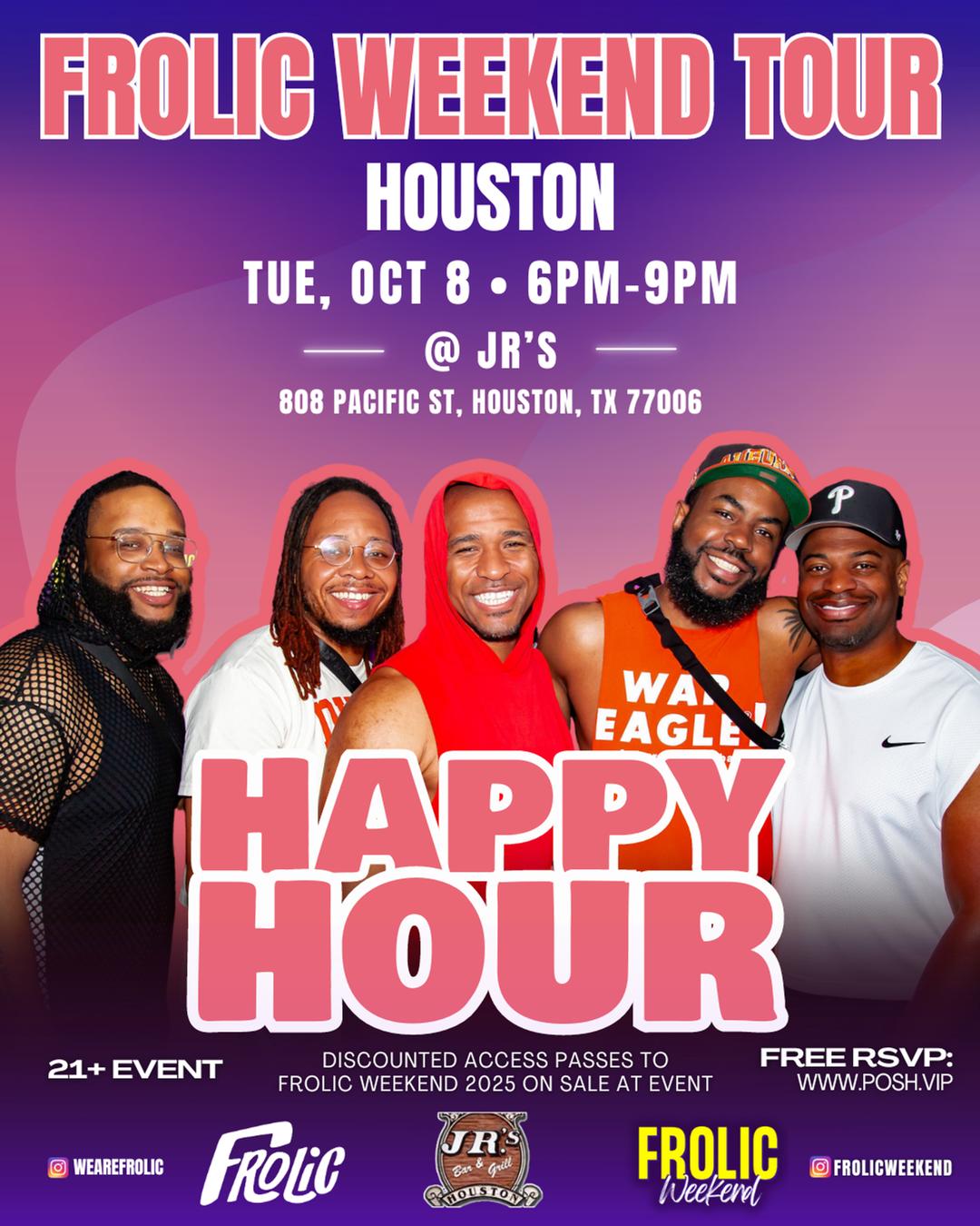 FROLIC WEEKEND TOUR III: Houston flyer hero image hosted by F R O L I C at JR's starting at 2024-10-08T18:00:00.000Z
