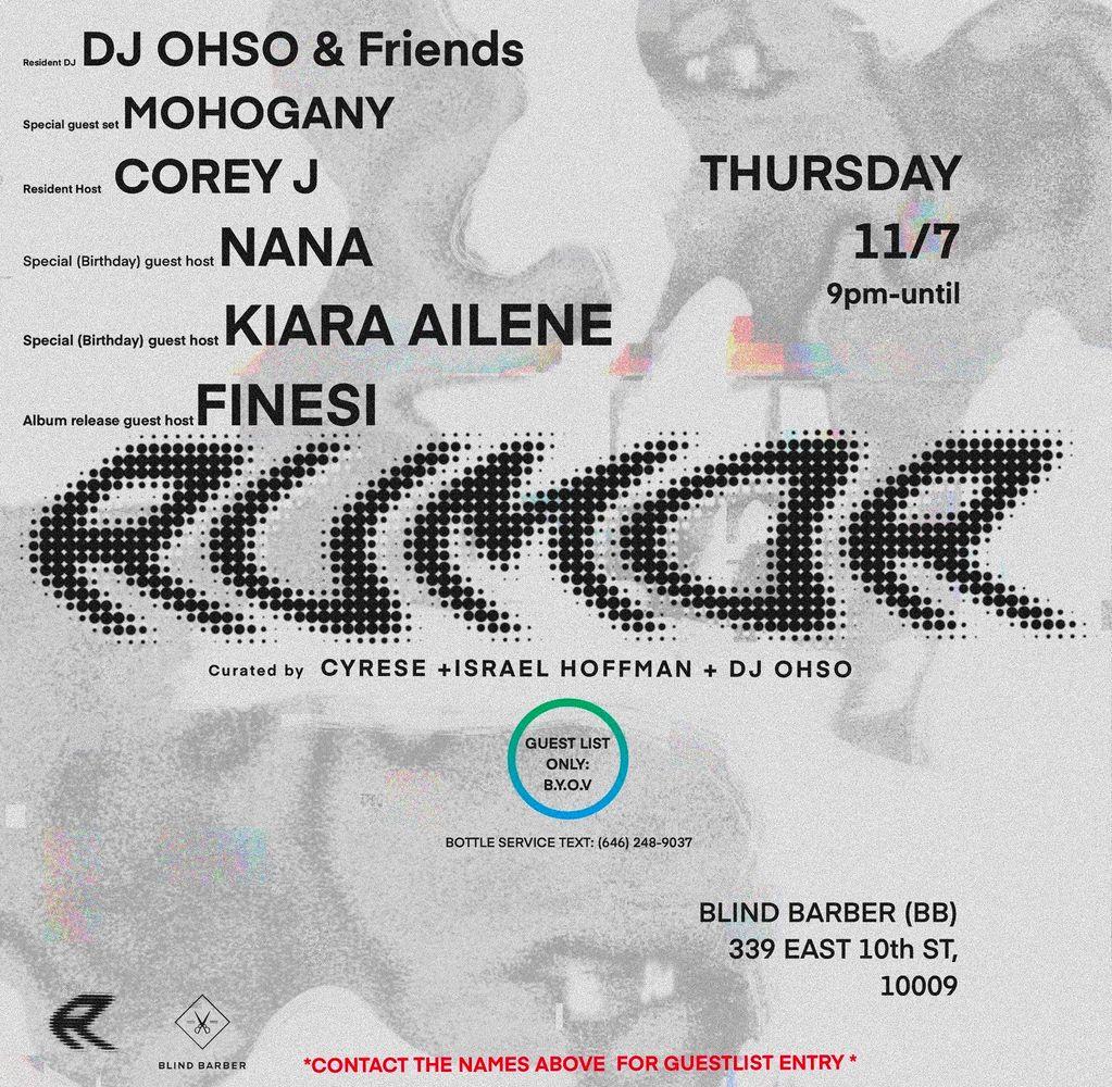 Rumor “The IYKYK Party” flyer hero image hosted by Events by Cyrese x Israel Hoffman x DJ OHSO RUMOR.NY at Blind Barber starting at 2024-11-07T21:00:00.000Z