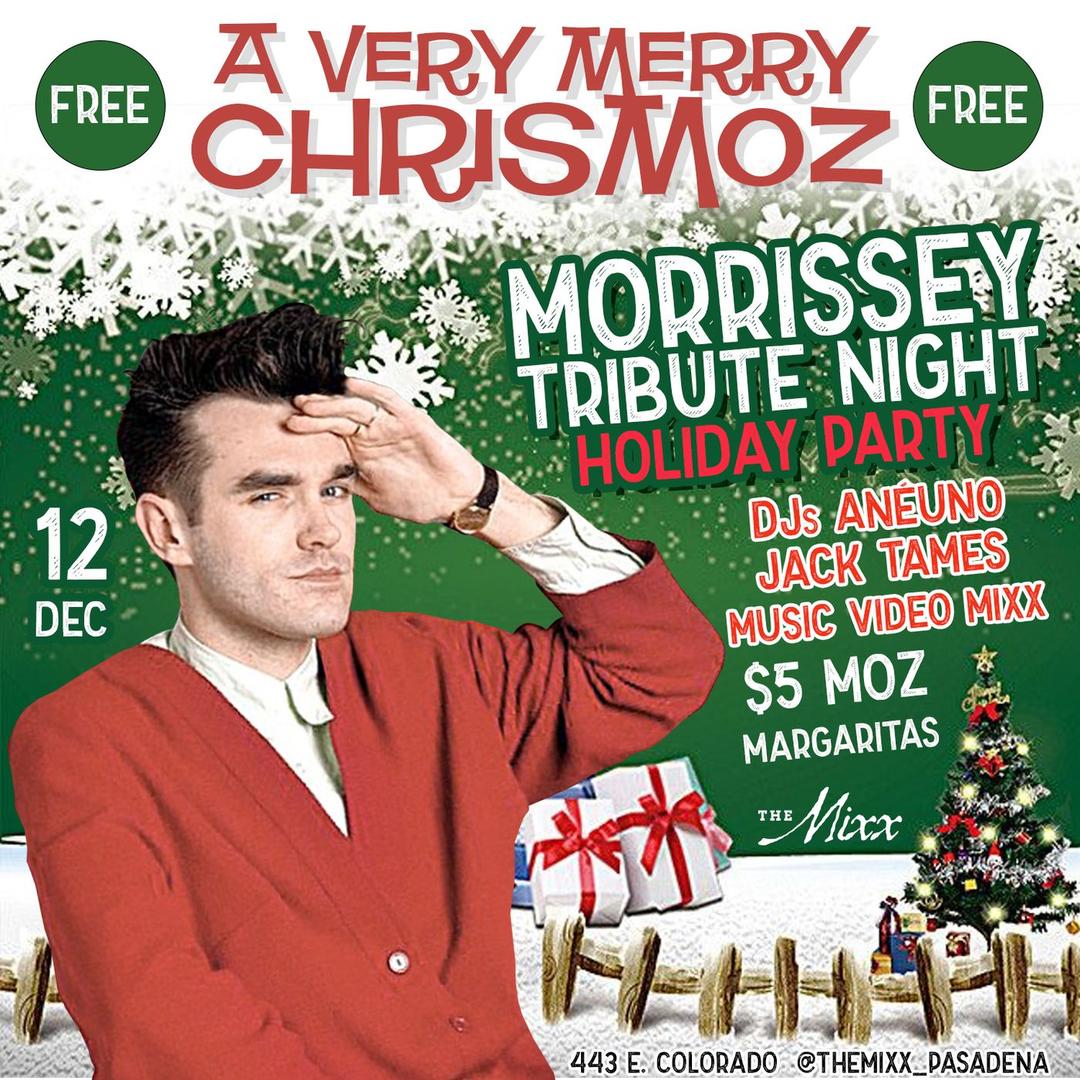 MERRY CHRISTMOZ, Tribute to Morrissey and The Smiths MOZ NIGHT flyer hero image hosted by The Mixx at The Mixx starting at 2024-12-12T20:00:00.000Z
