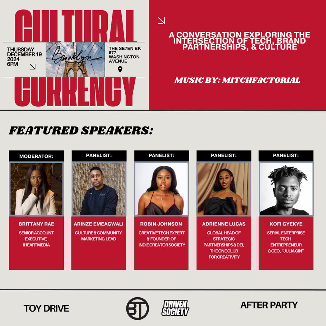 CULTURAL CURRENCY flyer hero image hosted by DRIVEN SOCIETY at THE SE7EN BK starting at 2024-12-19T18:00:00.000Z
