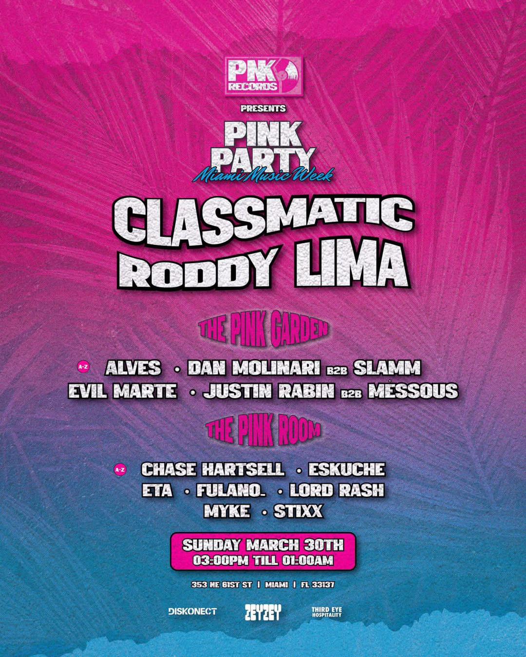 Pink Party MMW Edition flyer hero image hosted by PNK Records at ZeyZey starting at 2025-03-30T15:00:00.000Z