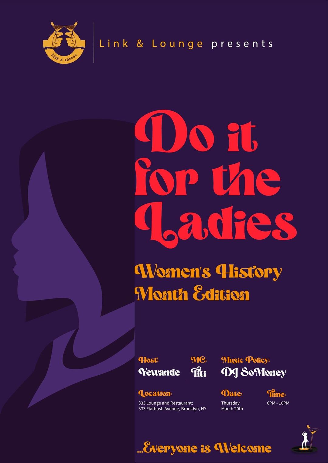 Link And Lounge: Women's History Month Edition flyer hero image hosted by Link And Lounge Global at 333 Lounge starting at 2025-03-20T18:00:00.000Z