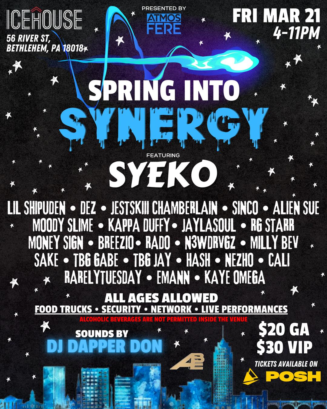SPRING INTO SYNERGY flyer hero image hosted by ATMOSFERE at The Ice House starting at 2025-03-21T16:00:00.000Z