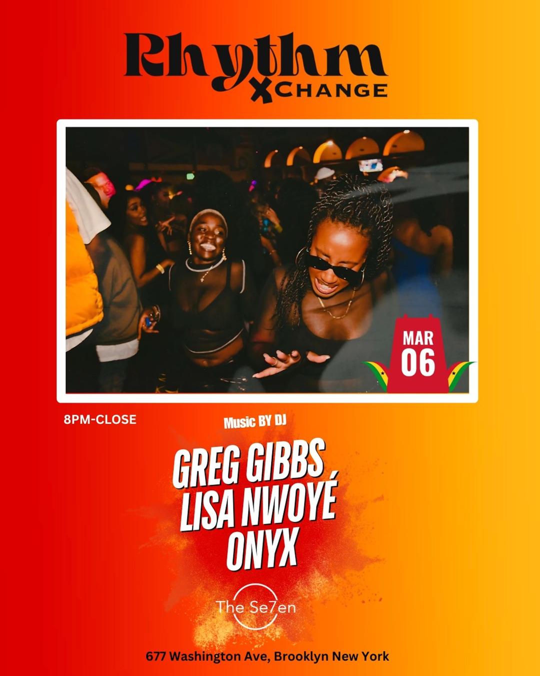 Rhythm Xchange flyer hero image hosted by Rhythm Xchange at Se7en starting at 2025-03-06T19:00:00.000Z