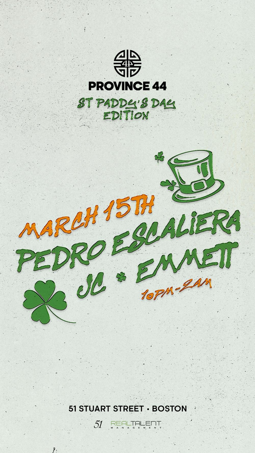 Province44 Presents The Residents St Patricks Day Edition flyer hero image hosted by Province 44 at 51 starting at 2025-03-15T22:00:00.000Z