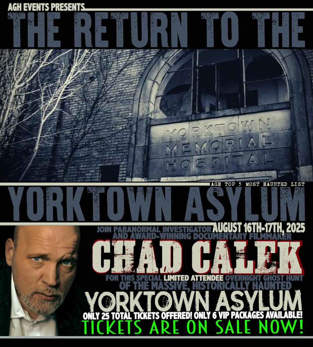 AGH Events Presents THE RETURN TO THE YORKTOWN ASYLUM! flyer hero image hosted by AGH Presents Events at The Haunted Yorktown Asylum starting at 2025-08-16T18:00:00.000Z