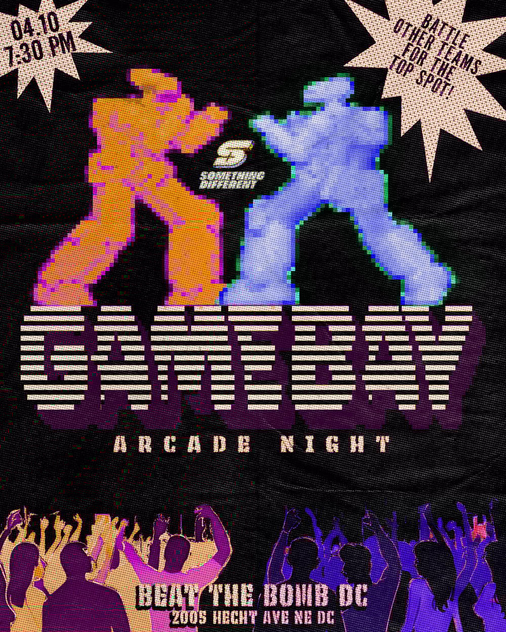 Beat The Bomb Arcade Battle flyer hero image hosted by Something Different DC at Beat The Bomb DC starting at 2025-04-10T19:30:00.000Z