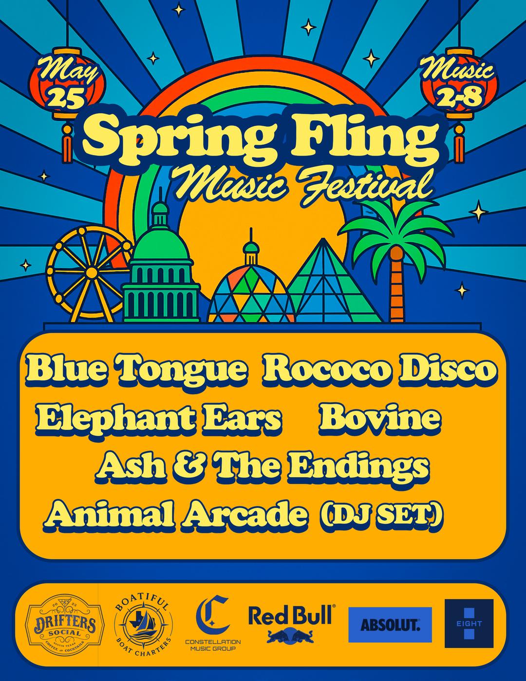 Spring Fling Music Festival (FREE w/ RSVP) flyer hero image hosted by Constellation Music Group at Drifters Social starting at 2025-05-25T14:00:00.000Z