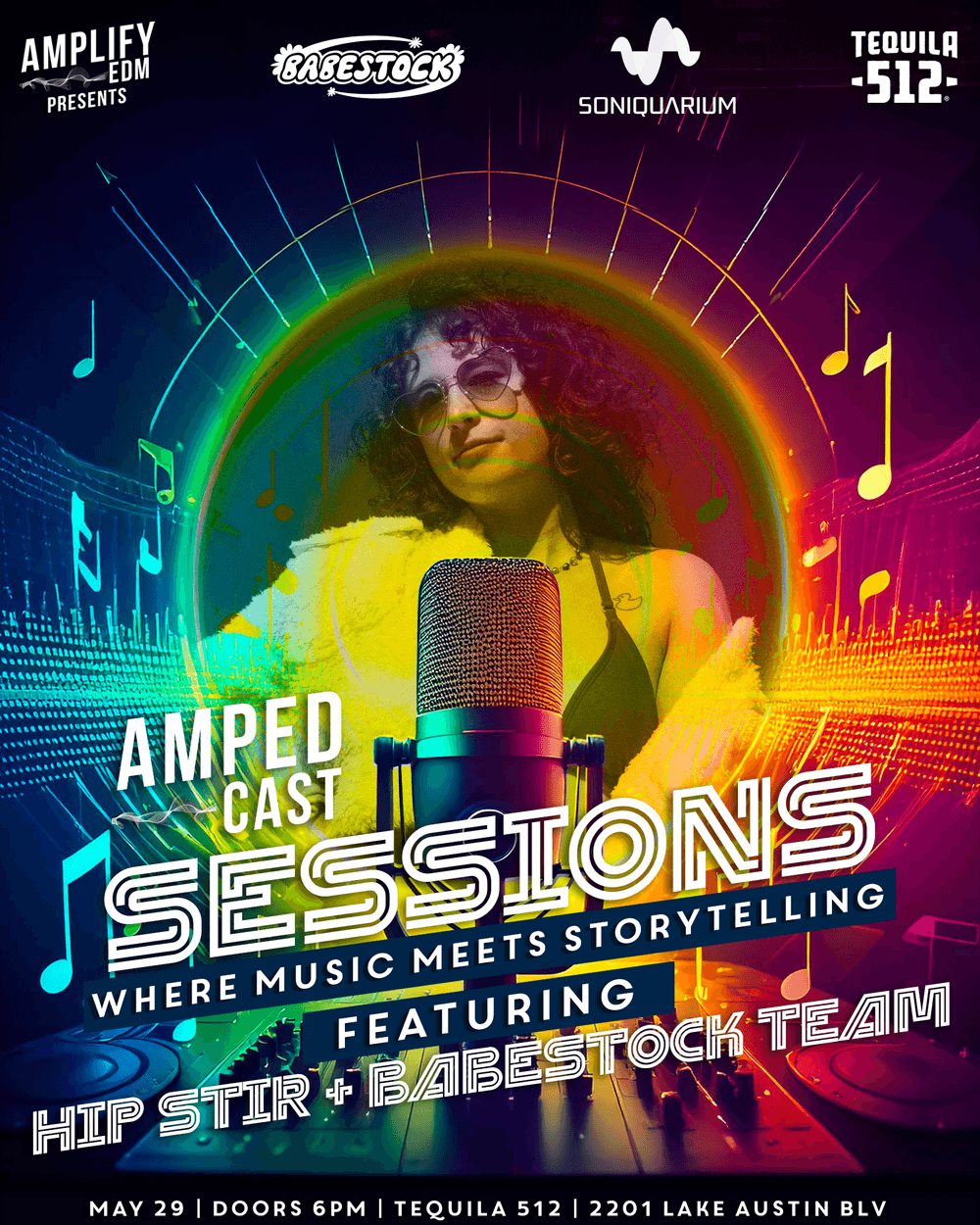 Sessions: Babestock Panel Chat flyer hero image hosted by Amplify EDM at Tequila 512 starting at 2025-05-29T18:00:00.000Z