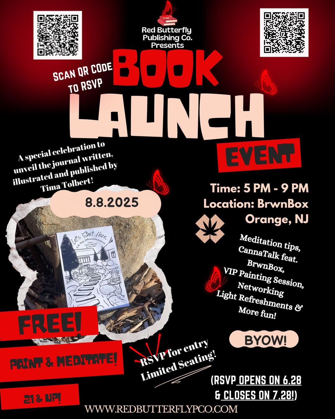 Let’s Start Here. Book Launch flyer hero image hosted by Red Butterfly PCO at Brwnbox starting at 2025-08-08T17:00:00.000Z
