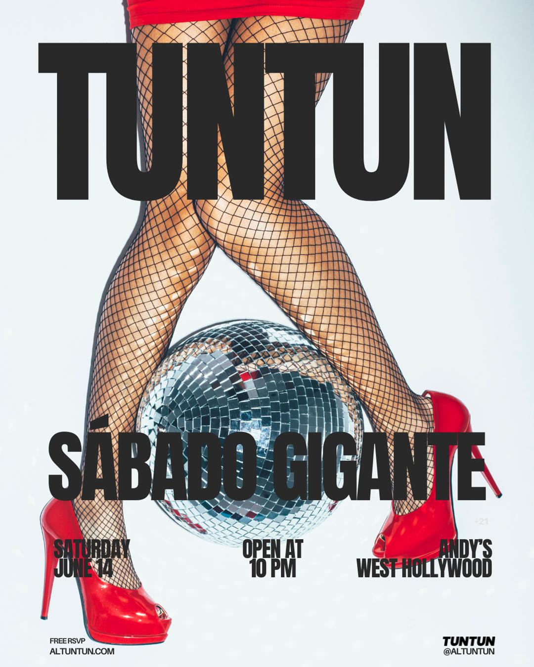 TunTun: Reggaeton & Latin Fiesta flyer hero image hosted by Al Tun Tun at Andy’s starting at 2025-06-14T22:00:00.000Z