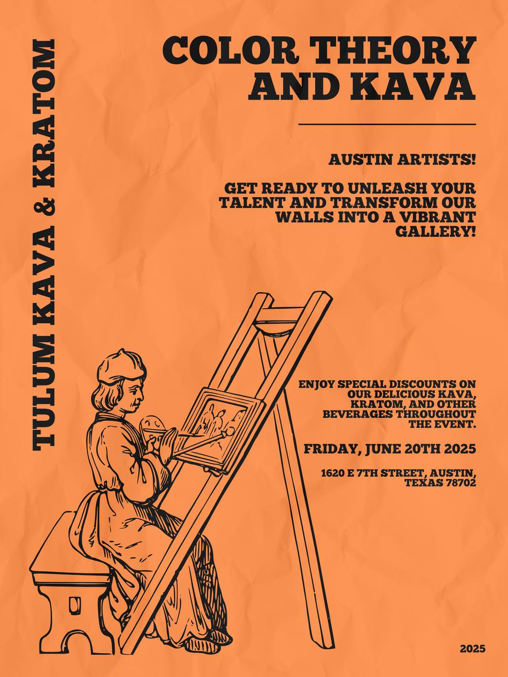 Color Theory and Kava flyer hero image hosted by Events by Tulum Kava & Kratom at Tulum Kava & Kratom starting at 2025-06-20T18:00:00.000Z