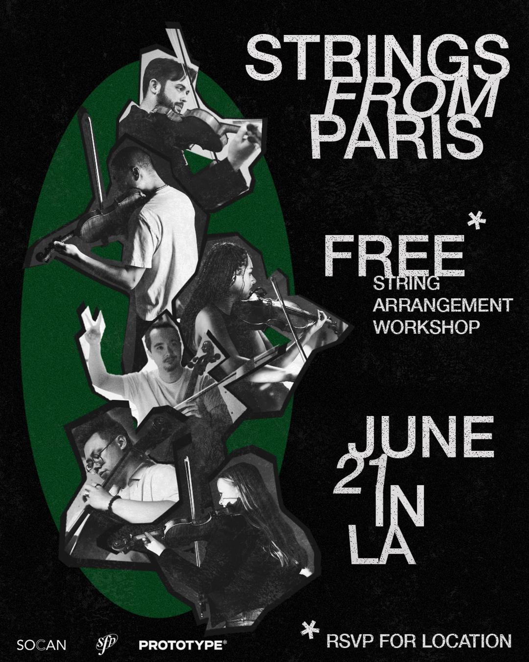 Strings From Paris WORKSHOP! flyer hero image hosted by Strings From Paris at RSVP FOR LOCATION starting at 2025-06-21T14:00:00.000Z