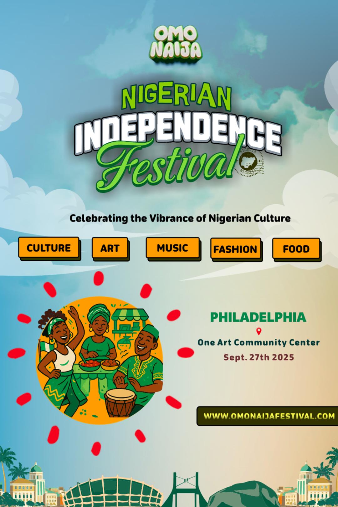 Omo Naija Festival 25’ - PHILLY flyer hero image hosted by Live-Prestige at One Art Community Center  starting at 2025-09-27T12:00:00.000Z