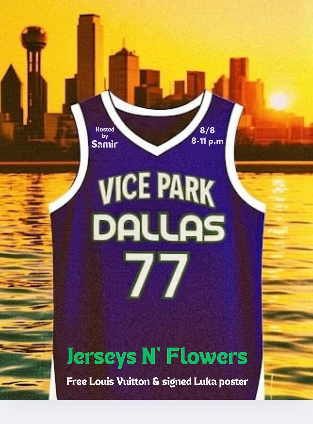 Jerseys N’ Flowers flyer hero image hosted by Events by FLWRS at Vice Park starting at 2025-08-08T20:00:00.000Z