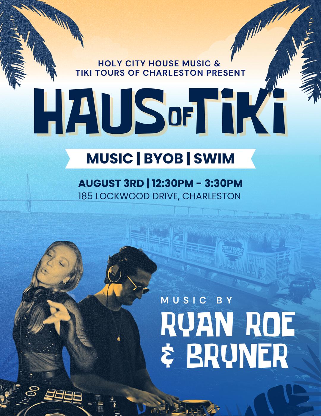 Haus of Tiki flyer hero image hosted by Tiki Tours of Charleston at Tiki Tours of Charleston starting at 2025-08-03T12:30:00.000Z