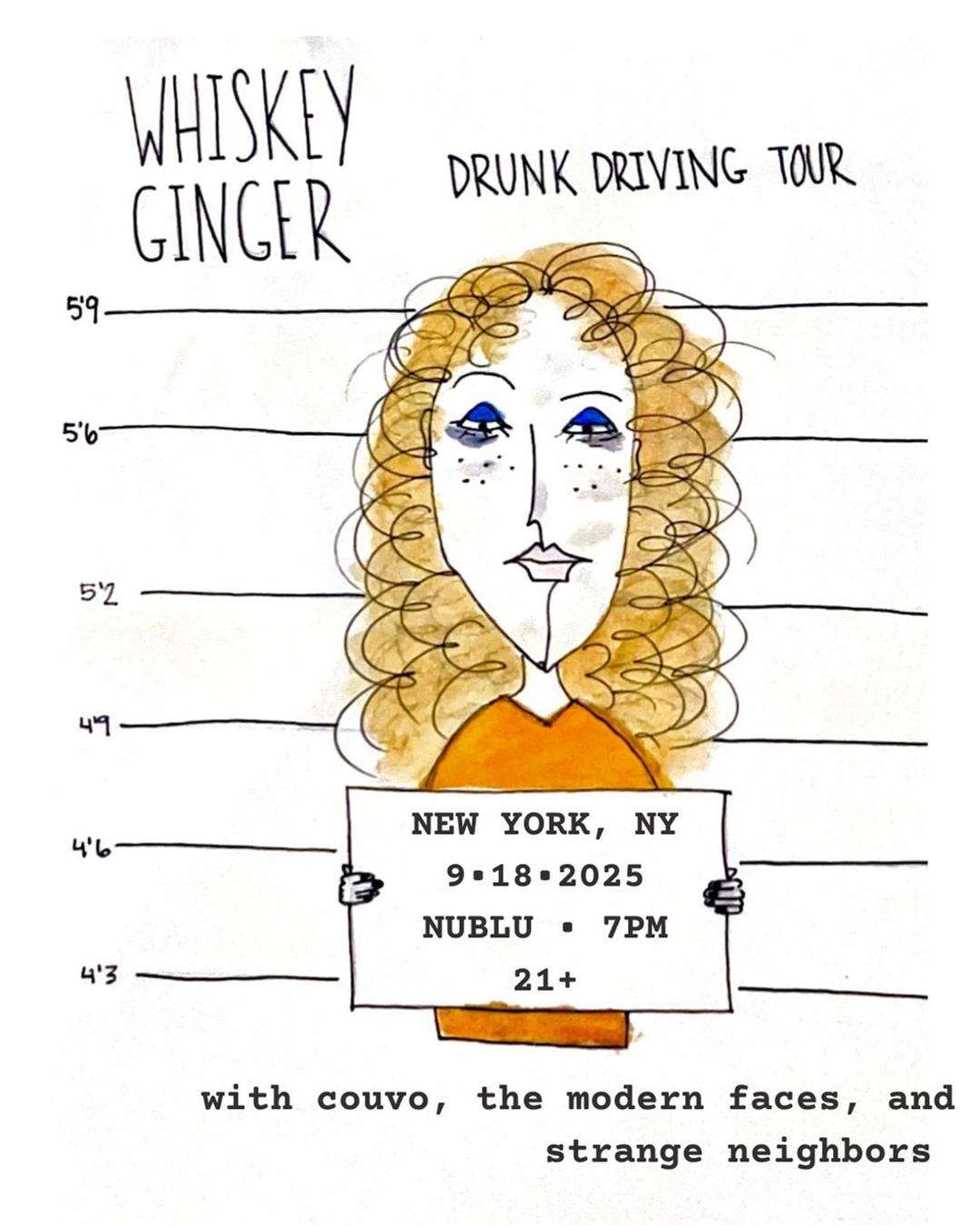 Whiskey Ginger w/ Couvo, The Modern Faces and Strange Neighbors flyer hero image hosted by NUBLU at Nublu starting at 2025-09-18T19:00:00.000Z