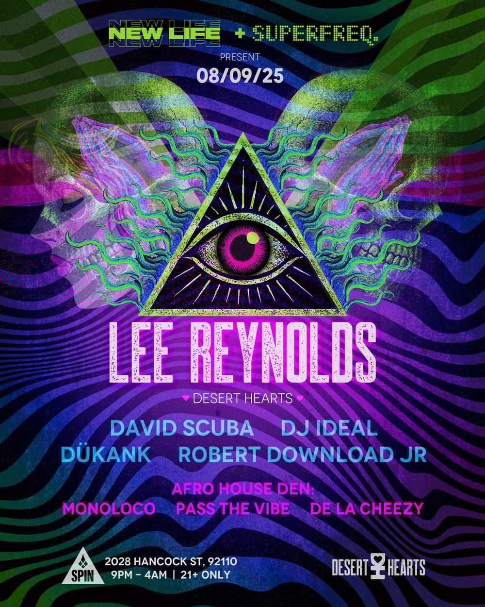 Lee Reynolds (Desert Hearts) @ SPIN Nightclub flyer hero image hosted by STEPPIN' TIL CHECKOUT at SPIN Nightclub starting at 2025-08-09T21:00:00.000Z
