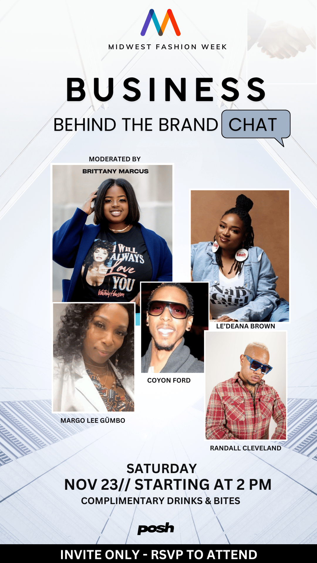 MWFW:  Business Behind the Brand Chat flyer hero image hosted by MIDWEST FASHION WEEK at  starting at 2024-11-23T14:30:00.000Z