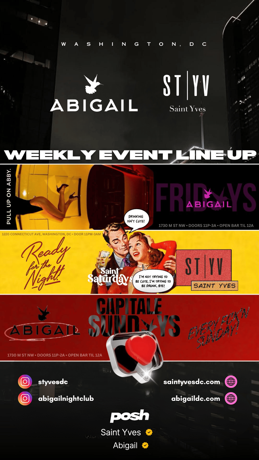 Abigail and Saint Yves Weekend Lineup flyer hero image hosted by Abigail at Abigail starting at 2025-03-21T23:00:00.000Z