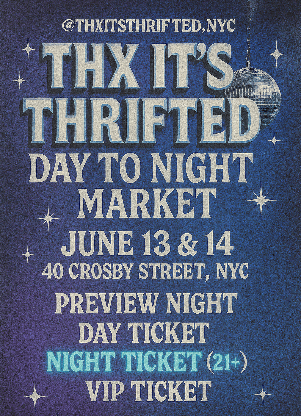 Thx It's Thrifted Vintage Market flyer hero image hosted by Thx It's Thrifted Events at POSH starting at 2025-06-13T18:00:00.000Z